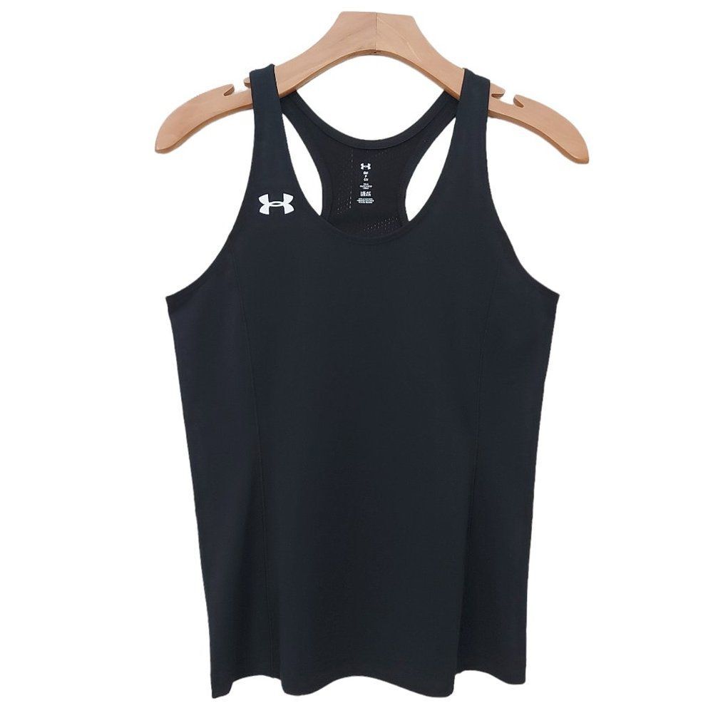 Under Armour Tank Top Womens Small Black Racerback Breathable Gym Yoga Workout